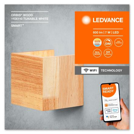LEDVANCE SMART+ Wifi Orbis Wall Wood 110X110mm TW 4058075574250