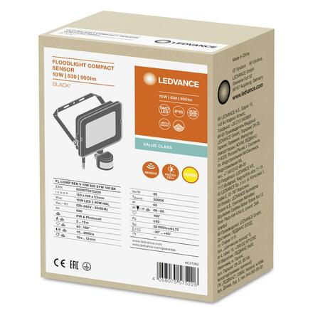 LEDVANCE FL COMP SEN V 10W 830 SYM 100 BK 4058075575226