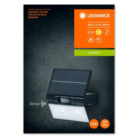 LEDVANCE LED solární reflektor ENDURA Flood Solar Double Sensor 2 W 3000 K 4058075576636
