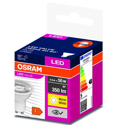 LEDVANCE LED žárovka PAR16 VALUE 4,5 W 2700 K GU10 220-240 V 60°