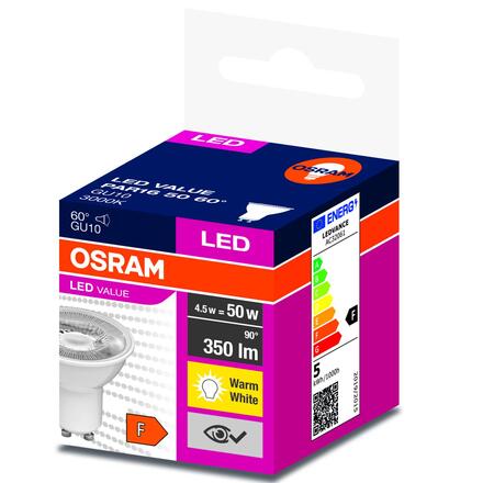 LEDVANCE LED reflektorová žárovka GU10 VALUE PAR16 4,5 W 3000 K 60°