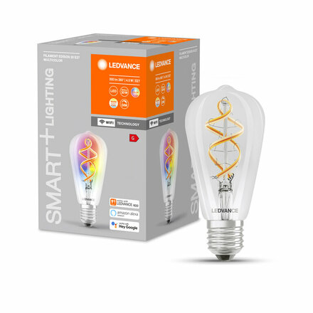 LEDVANCE SMART+ Filament WiFi Classic Dimmable RGBW 30 4.5W 2700K E27 4058075609914