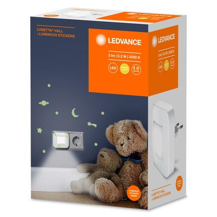 LEDVANCE svítidlo do zásuvky Lunetta Hall 3000K + svíticí polepky 4058075730120