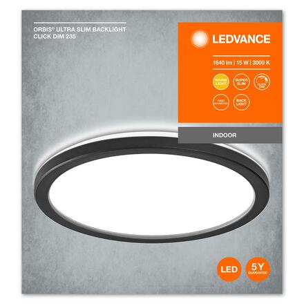 LEDVANCE stropní svítidlo Orbis Ultra Slim Backlight Click-Dim 235mm černá 15W 4058075752863