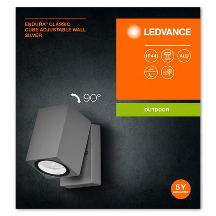 LEDVANCE venkovní nástěnné svítidlo ENDURA Classic Cube Adjustable Wall stříbrná 4058075763586