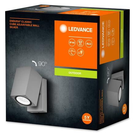 LEDVANCE venkovní nástěnné svítidlo ENDURA Classic Cube Adjustable Wall stříbrná 4058075763586