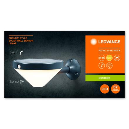 LEDVANCE venkovní nástěnné svítidlo ENDURA Style Solar Lunar Wall Sensor 4.5W 3000K 4058075766280