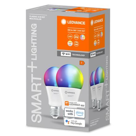 LEDVANCE SMART+ WiFi A60 9W 230V RGBW FR E27 DUAL PACK 4058075778771