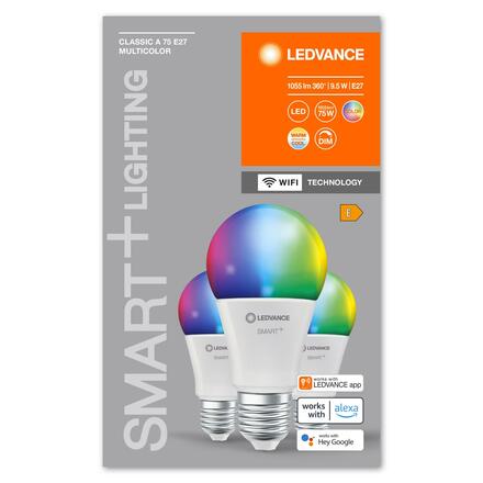 LEDVANCE SMART+ WiFi A75 9,5W 230V RGBW FR E27 TRIPLE PACK 4058075778955