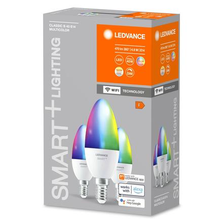 LEDVANCE SMART+ WiFi B40 4,9W 230V RGBW FR E14 TRIPLE PACK 4058075779075