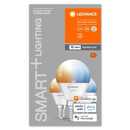 LEDVANCE SMART+ WiFi P40 4,9W 230V TW FR E14 TRIPLE PACK 4058075779112