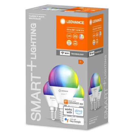 LEDVANCE SMART+ WiFi P40 4,9W 230V RGBW FR E14 TRIPLE PACK 4058075779136