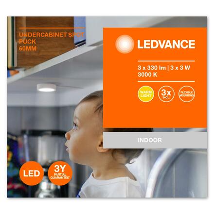 LEDVANCE svítidlo pod skříňku Undercabinet Spot Puck 65mm 3 x 3W bílá 4058075791565