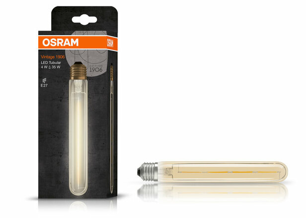OSRAM Vintage 1906 LED CL Tubular  FIL GOLD 35 non-dim  4W/824 E27