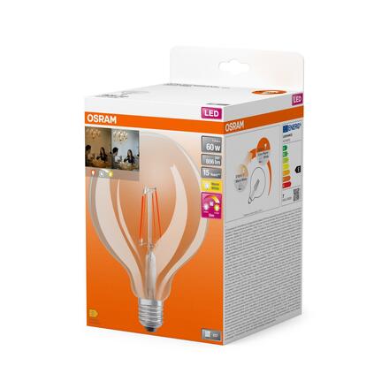LEDVANCE LED Superstar Plus Classic Globe 125 60 Filament Glow DIM 7W 822…827 E27 4058075808942