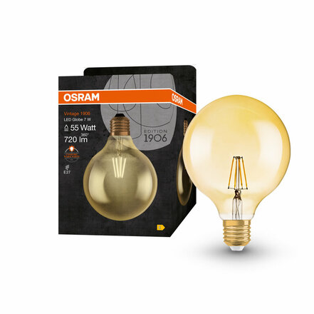 OSRAM Vintage 1906 LED CL GLOBE125  FIL GOLD 55 non-dim  7W/825 E27