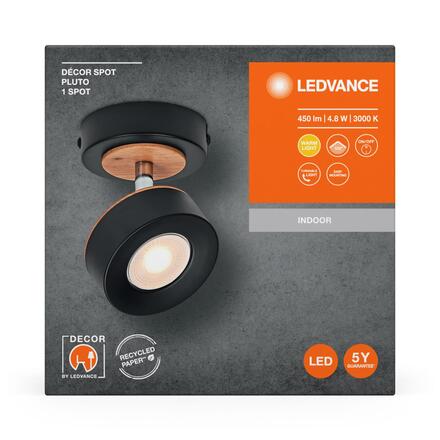 LEDVANCE LED nástěnné bodové svítidlo Pluto černé 1 spot 4058075833395