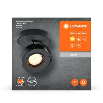 LEDVANCE LED nástěnné bodové svítidlo Venus černé 1 spot 4058075833630