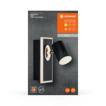 LEDVANCE LED nástěnné bodové svítidlo Mars CLICK-SELECT černé 1 spot 4058075833791