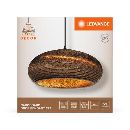 LEDVANCE závěsné svítidlo Cardboard Drop E27 hnědé 4058075837041