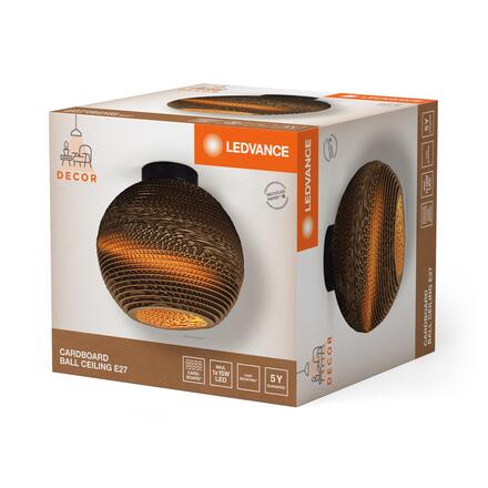 LEDVANCE stropní svítidlo Cardboard Ball E27 hnědé 4058075837126