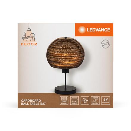 LEDVANCE stolní lampa Cardboard Ball E27 hnědá 4058075837140