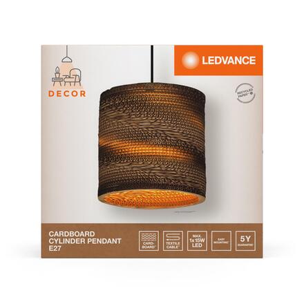 LEDVANCE závěsné svítidlo Cardboard Cylinder E27 hnědé 4058075837249