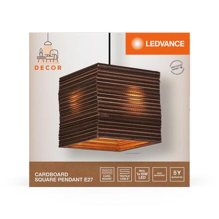 LEDVANCE závěsné svítidlo Cardboard Square E27 hnědé 4058075837362