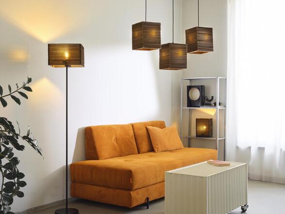 LEDVANCE závěsné svítidlo Cardboard Square 3xE27 hnědé 4058075837386