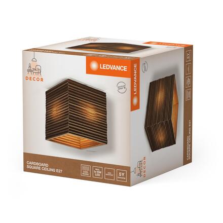 LEDVANCE stropní svítidlo Cardboard Square E27 hnědé 4058075837409