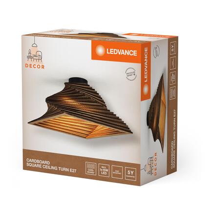 LEDVANCE stropní svítidlo Cardboard Square Turn E27 hnědé 4058075837461