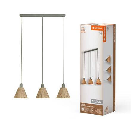 LEDVANCE závěsné svítidlo Raffia lineární 3xE27 zelené 4058075838178