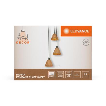 LEDVANCE závěsné svítidlo Raffia 3xE27 zelené 4058075838192