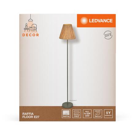 LEDVANCE stojací lampa Raffia E27 zelená 4058075838239