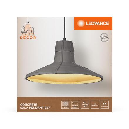 LEDVANCE závěsné svítidlo Concrete Sala E27 tmavá šedá 4058075838284