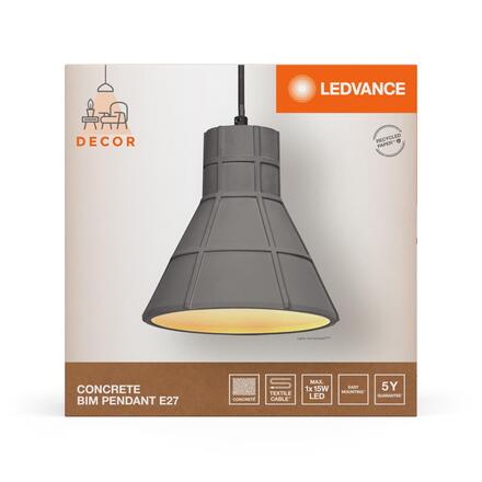 LEDVANCE závěsné svítidlo Concrete Bim E27 tmavá šedá 4058075838307