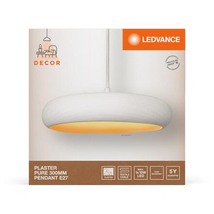 LEDVANCE závěsné svítidlo Plaster Pure 300 E27 bílé 4058075838482