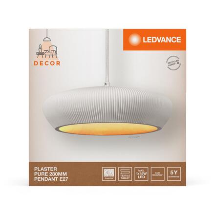LEDVANCE závěsné svítidlo Plaster Pure 280 E27 bílé 4058075838505
