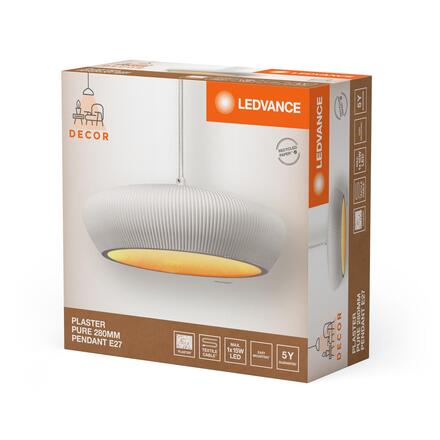 LEDVANCE závěsné svítidlo Plaster Pure 280 E27 bílé 4058075838505