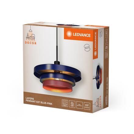 LEDVANCE závěsné svítidlo Layers E27 modré 4058075839007
