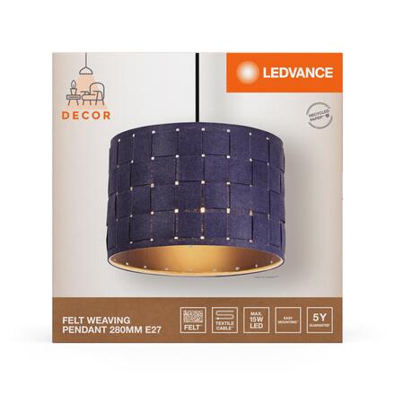 LEDVANCE závěsné svítidlo Felt Weaving 280 mm E27 tmavá šedá 4058075839021