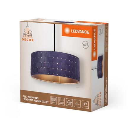LEDVANCE závěsné svítidlo Felt Weaving 480 mm 3xE27 tmavá šedá 4058075839069