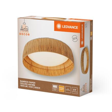 LEDVANCE LED stropní svítidlo Bamboo Paper 400 18W 830 hnědé 4058075840720