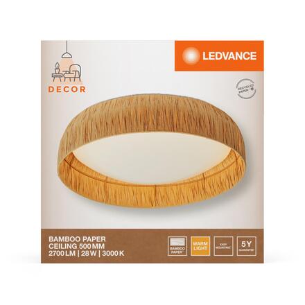 LEDVANCE LED stropní svítidlo Bamboo Paper 500 28W 830 hnědé 4058075840744