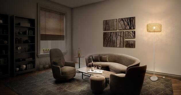 LEDVANCE stojací lampa Paper Bale 1xE27 béžová 4058075840928