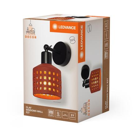 LEDVANCE nástěnné svítidlo Clay Windows 1xE27 hnědé 4058075840942
