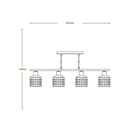 LEDVANCE závěsné svítidlo Clay Windows lineární 4xE27 hnědé 4058075841000
