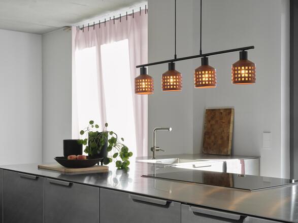 LEDVANCE závěsné svítidlo Clay Windows lineární 4xE27 hnědé 4058075841000