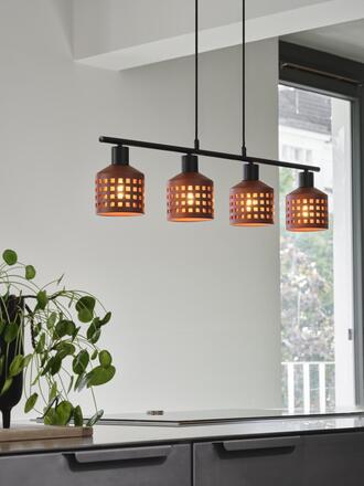 LEDVANCE závěsné svítidlo Clay Windows lineární 4xE27 hnědé 4058075841000