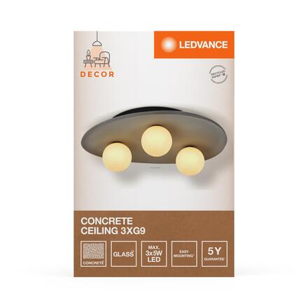 LEDVANCE stropní svítidlo Concrete Nest 3xG9 šedé 4058075841161
